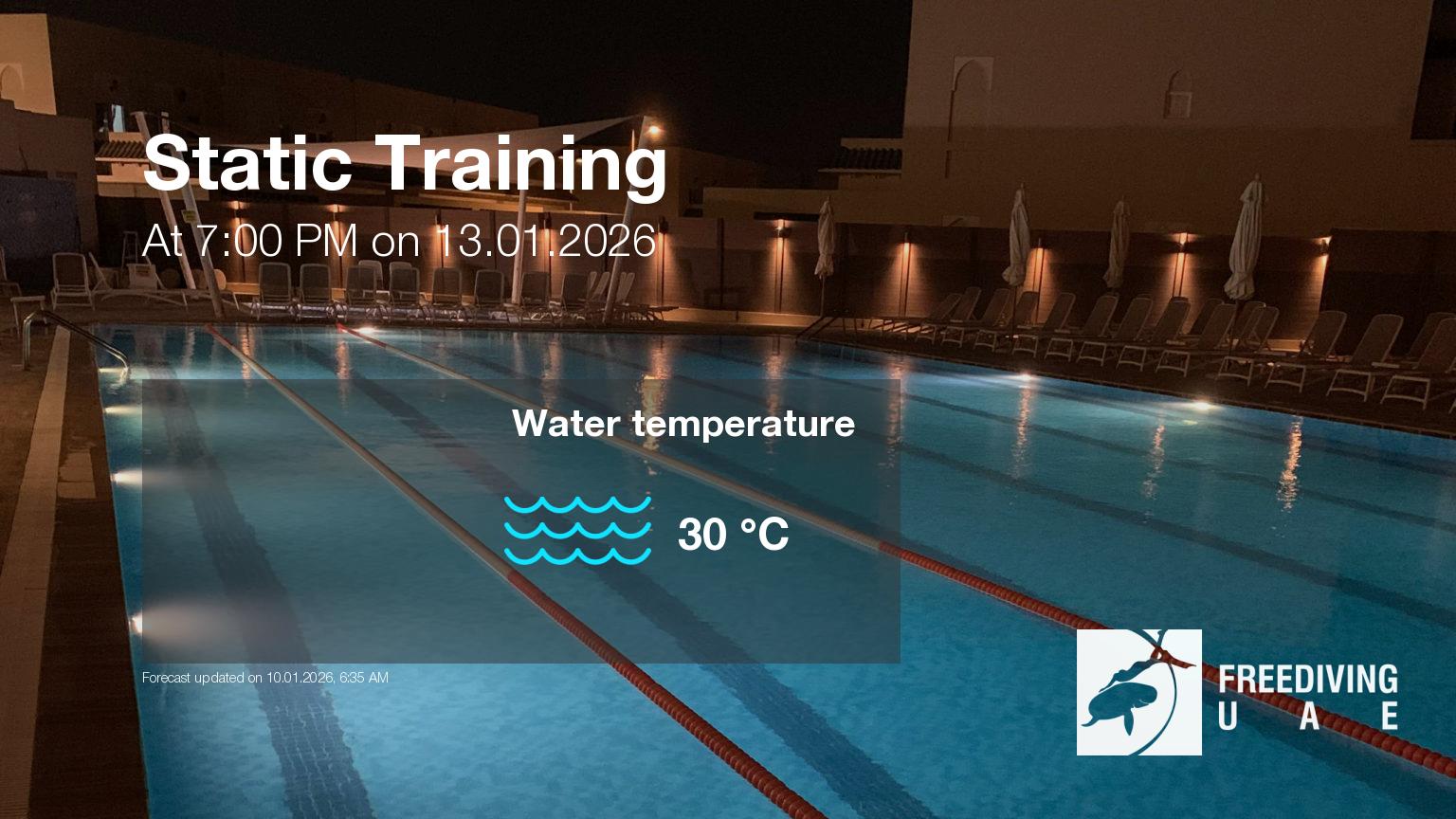 Expected weather during Static Training on Tue, Jan 13, at 7:00 PM